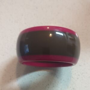 Pink and Black Bangle Bracelet Vintage